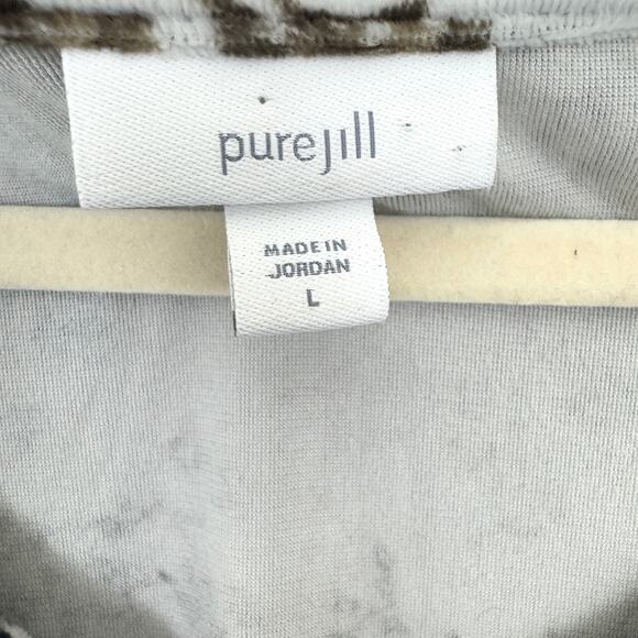 J. Jill Womens Pure Jill Velvour Tunic Top Size L Floral Long V Neck Winter Blue - Picture 2 of 7